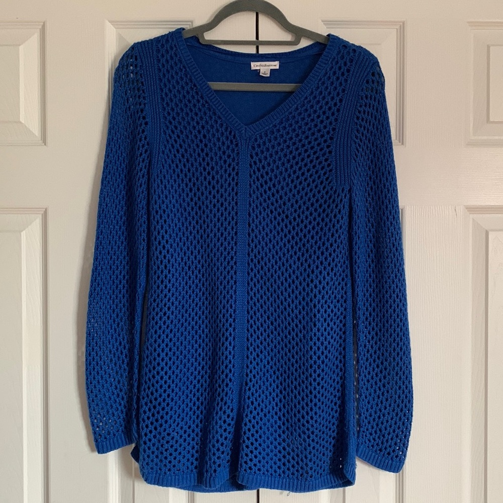 Blue Crochet Style Sweater